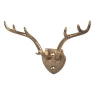 Clayre &amp; Eef   | Wandhaak Goudkleurig 17x8x12 cm | 6Y5899