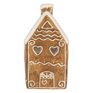 Clayre &amp; Eef   | Theelichthouder Kerst Huisje Bruin Wit 11x9x21 cm | 6CE2324