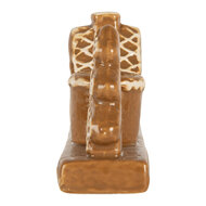 Clayre &amp; Eef   | Kandelaar Huisjes Bruin Wit 21x4x8 cm | 6CE2327