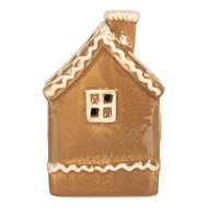 Clayre &amp; Eef   | Decoratie Huisje met LED Bruin Wit 7x7x11 cm | 6CE2331