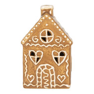 Clayre &amp; Eef   | Decoratie Huisje met LED Bruin Wit 7x6x12 cm | 6CE2332