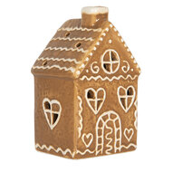 Clayre &amp; Eef   | Decoratie Huisje met LED Bruin Wit 7x6x12 cm | 6CE2332