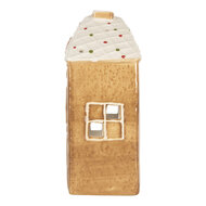 Clayre &amp; Eef   | Theelichthouder Kerst Huisje Bruin Wit 9x7x16 cm | 6CE2334