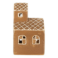 Clayre &amp; Eef   | Theelichthouder Kerst Huisje Bruin Wit 10x10x16 cm | 6CE2335