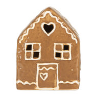 Clayre &amp; Eef   | Decoratie Huisje met LED Bruin Wit 8x6x10 cm | 6CE2337