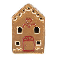 Clayre &amp; Eef   | Decoratie Huisje met LED Bruin Wit 8x6x11 cm | 6CE2340