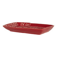 Clayre &amp; Eef   | Servies Ontbijtbord Rood Wit 15x19x3 cm | 6CE2345