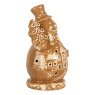 Clayre &amp; Eef   | Kerstdecoratie Sneeuwman Bruin Wit 11x8x16 cm | 6CE2348