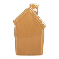 Clayre & Eef | Decoratie Huisje met LED Bruin Wit 8x8x12 cm | 6CE2349