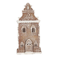 Clayre &amp; Eef   | Decoratie Huis met LED Bruin Wit 17x15x35 cm | 6PR5806