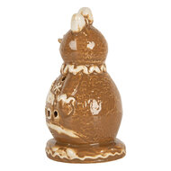 Clayre &amp; Eef   | Kerstdecoratie Sneeuwpop Bruin Wit 9x7x13 cm | 6CE2354