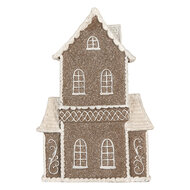 Clayre &amp; Eef   | Decoratie Huis met LED Bruin Wit 23x11x33 cm | 6PR5807