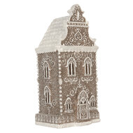 Clayre &amp; Eef   | Decoratie Huis met LED Bruin Wit 17x15x35 cm | 6PR5808
