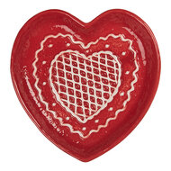 Clayre &amp; Eef   | Servies Ontbijtbord Rood Wit 17x17x3 cm | 6CE2359