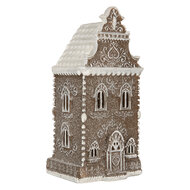 Clayre & Eef | Decoratie Huis met LED Bruin Wit 12x11x25 cm | 6PR5815