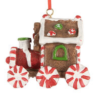 Clayre & Eef | Decoratie Hanger Locomotief Bruin Rood 9x5x9 cm | 6PR5864