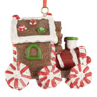 Clayre & Eef | Decoratie Hanger Locomotief Bruin Rood 9x5x9 cm | 6PR5864