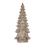 Clayre & Eef | Kerstdecoratie Kerstboom Bruin Wit 14x14x30 cm | 6PR5817
