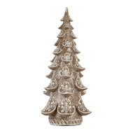 Clayre &amp; Eef   | Kerstdecoratie Kerstboom Bruin Wit 12x12x25 cm | 6PR5818