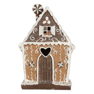 Clayre &amp; Eef   | Decoratie Huis met LED Bruin Wit 14x9x21 cm | 6PR5822