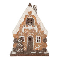 Clayre &amp; Eef   | Decoratie Huis met LED Bruin Wit 15x8x19 cm | 6PR5823