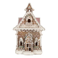 Clayre &amp; Eef   | Decoratie Huis met LED Bruin Roze 16x15x25 cm | 6PR5833