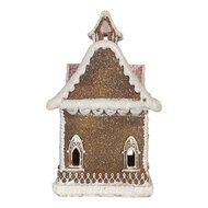 Clayre &amp; Eef   | Decoratie Huis met LED Bruin Roze 16x15x25 cm | 6PR5833