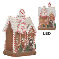 Clayre &amp; Eef   | Decoratie Huis met LED Bruin Wit 16x12x23 cm | 6PR5834
