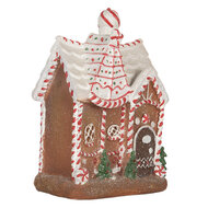 Clayre &amp; Eef   | Decoratie Huis met LED Bruin Wit 16x12x23 cm | 6PR5834