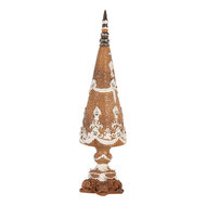 Clayre &amp; Eef   | Kerstdecoratie Kerstboom Bruin Wit &oslash; 10x38 cm | 6PR5835