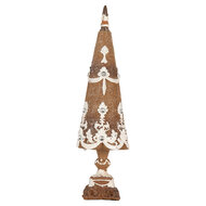 Clayre &amp; Eef   | Kerstdecoratie Kerstboom Bruin Wit &oslash; 9x31 cm | 6PR5836
