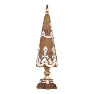 Clayre &amp; Eef   | Kerstdecoratie Kerstboom Bruin Wit &oslash; 9x31 cm | 6PR5836