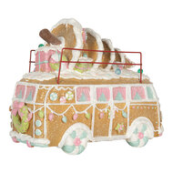 Clayre &amp; Eef   | Decoratie Bus met LED Bruin Wit 31x12x23 cm / 2xAAA | 6PR5837