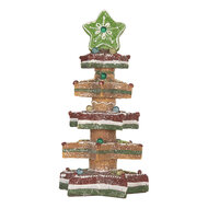 Clayre &amp; Eef   | Kerstdecoratie Kerstboom met LED Bruin Rood 15x15x29 cm / 3xAAA | 6PR5838