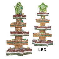 Clayre &amp; Eef   | Kerstdecoratie Kerstboom met LED Bruin Rood 15x15x29 cm / 3xAAA | 6PR5838