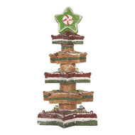 Clayre &amp; Eef   | Kerstdecoratie Kerstboom met LED Bruin Rood 15x15x29 cm / 3xAAA | 6PR5838