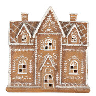 Clayre &amp; Eef   | Decoratie Huis met LED Bruin Wit 21x8x20 cm | 6PR5841