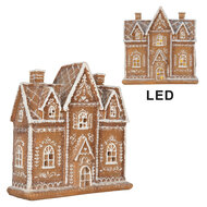 Clayre &amp; Eef   | Decoratie Huis met LED Bruin Wit 21x8x20 cm | 6PR5841