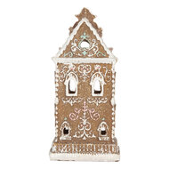 Clayre &amp; Eef   | Decoratie Huis met LED Bruin Roze 9x7x18 cm | 6PR5842