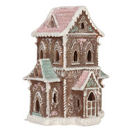 Clayre &amp; Eef   | Decoratie Huis met LED Bruin Roze 15x12x20 cm | 6PR5844