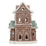 Clayre &amp; Eef   | Decoratie Huis met LED Bruin Roze 15x12x20 cm | 6PR5844