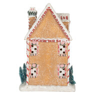 Clayre &amp; Eef   | Decoratie Huis met LED Bruin Wit 17x12x25 cm | 6PR5845