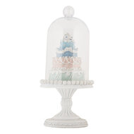 Clayre &amp; Eef   | Glazen Stolp met decoratie Wit Blauw &oslash; 13x27 cm | 6PR5847