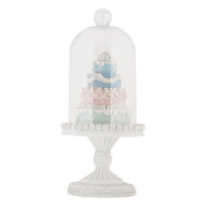 Clayre &amp; Eef   | Glazen Stolp met decoratie Wit Blauw &oslash; 13x27 cm | 6PR5847