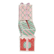 Clayre &amp; Eef   | Decoratie van opgestapelde Cadeautjes Rood Groen 14x16x36 cm | 6PR5848