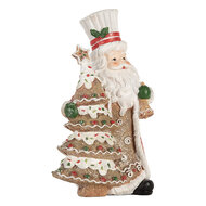 Clayre &amp; Eef   | Kerstdecoratie Kerstman Bruin Rood 15x11x25 cm | 6PR5849
