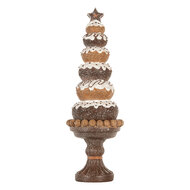 Clayre &amp; Eef   | Kerstdecoratie Kerstboom Bruin Wit &oslash; 11x33 cm | 6PR5852