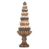 Clayre &amp; Eef   | Kerstdecoratie Kerstboom Bruin Wit &oslash; 11x33 cm | 6PR5852