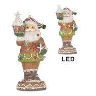 Clayre &amp; Eef   | Kerstdecoratie Kerstman met LED Bruin Wit 15x13x32 cm / 3xAAA | 6PR5853