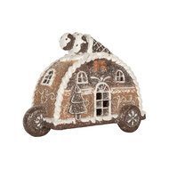 Clayre &amp; Eef   | Decoratie Huis met LED Bruin Wit 21x11x16 cm | 6PR5854